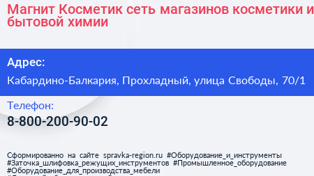 Магнит Косметик сеть магазинов косметики и бытовой химии - визитка