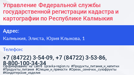 Управление Федеральной службы государственной регистрации кадастра и картографии по Республике Калмыкия - визитка