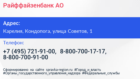 Райффайзенбанк АО - визитка