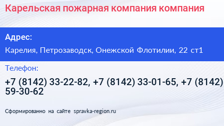 Карельская пожарная компания компания - визитка