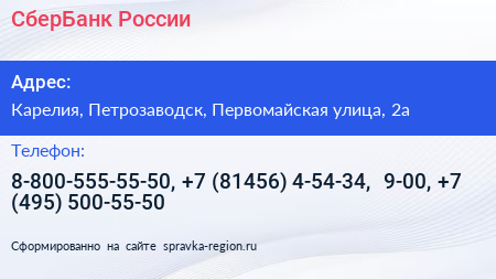 СберБанк России - визитка