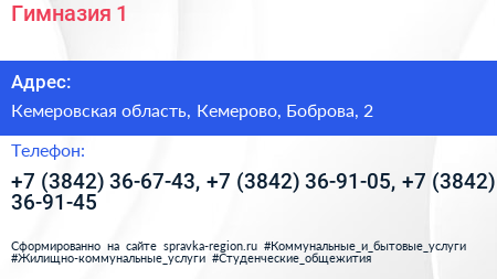 Гимназия 1 - визитка