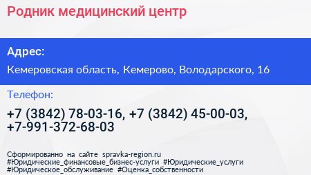 Родник медицинский центр - визитка