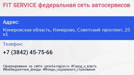 FIT SERVICE федеральная сеть автосервисов - визитка