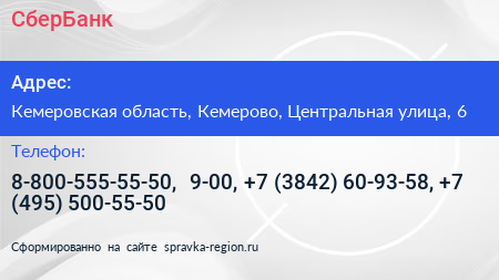 СберБанк - визитка