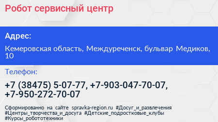 Робот сервисный центр - визитка