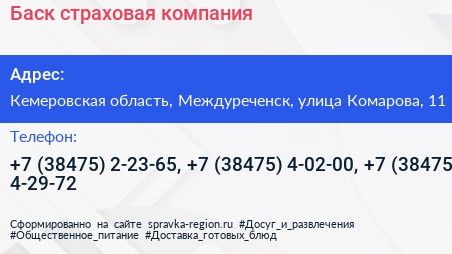 Баск страховая компания - визитка