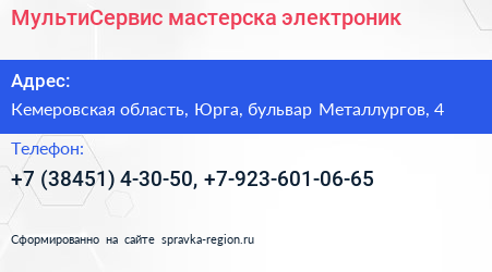 МультиСервис мастерска электроник - визитка