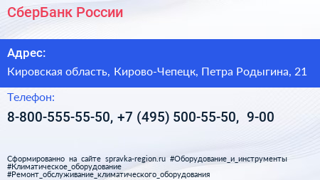 СберБанк России - визитка