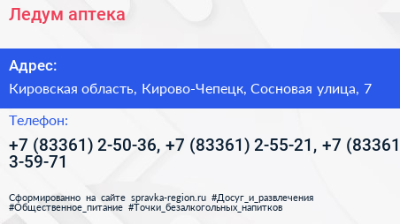 Ледум аптека - визитка