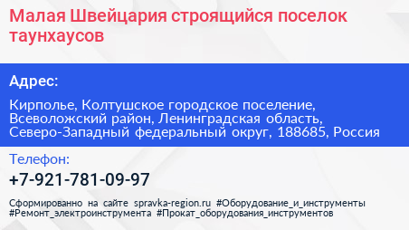 Малая Швейцария строящийся поселок таунхаусов - визитка