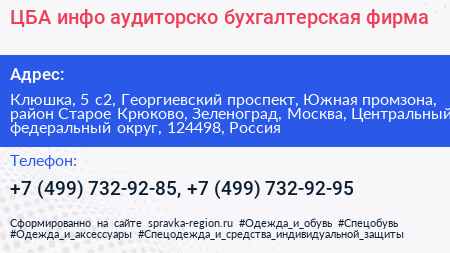 ЦБА инфо аудиторско бухгалтерская фирма - визитка