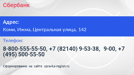 Сбербанк - визитка