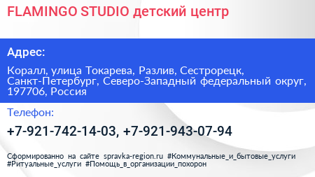 FLAMINGO STUDIO детский центр - визитка
