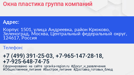 Окна пластика группа компаний - визитка