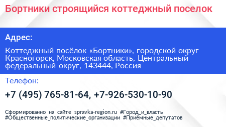Бортники строящийся коттеджный поселок - визитка