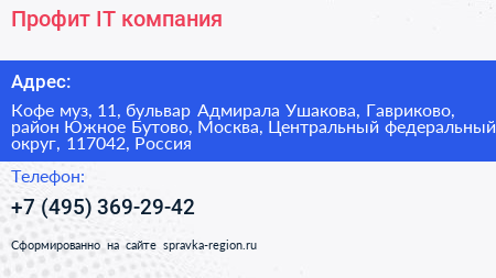 Профит IT компания - визитка