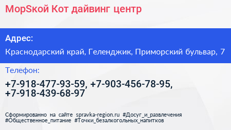 МорSкой Кот дайвинг центр - визитка