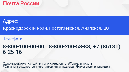 Почта России - визитка