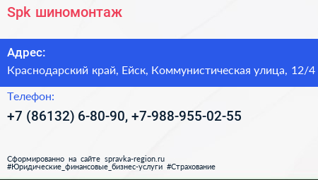 Spk шиномонтаж - визитка