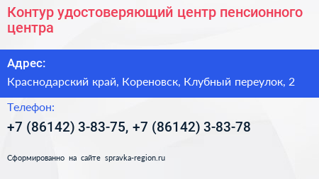Контур удостоверяющий центр пенсионного центра - визитка