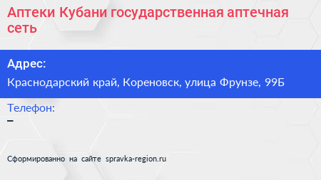 Аптеки Кубани государственная аптечная сеть - визитка
