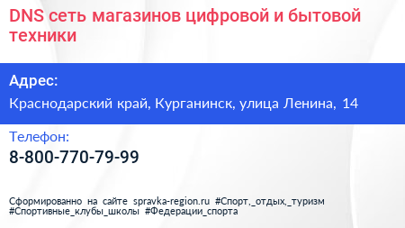 DNS сеть магазинов цифровой и бытовой техники - визитка
