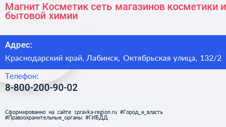 Магнит Косметик сеть магазинов косметики и бытовой химии - визитка
