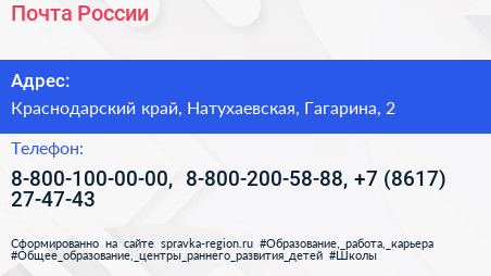 Почта России - визитка