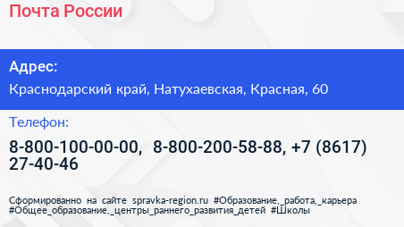 Почта России - визитка