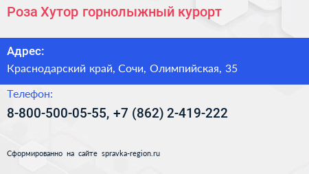 Роза Хутор горнолыжный курорт - визитка