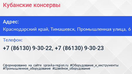 Кубанские консервы - визитка