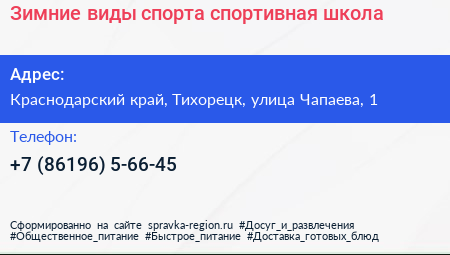 Зимние виды спорта спортивная школа - визитка