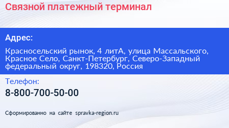 Связной платежный терминал - визитка