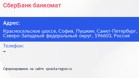 СберБанк банкомат - визитка