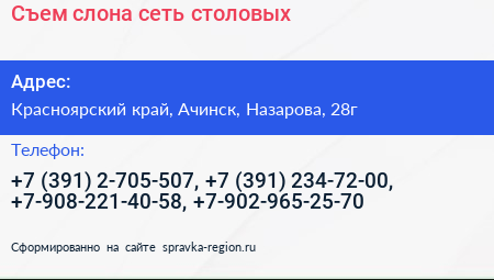 Съем слона сеть столовых - визитка