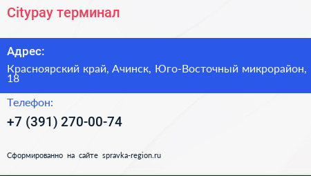 Citypay терминал - визитка