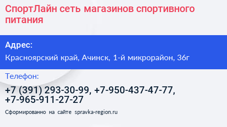 СпортЛайн сеть магазинов спортивного питания - визитка