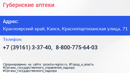 Губернские аптеки - визитка