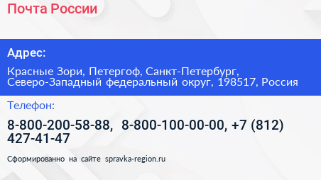 Почта России - визитка