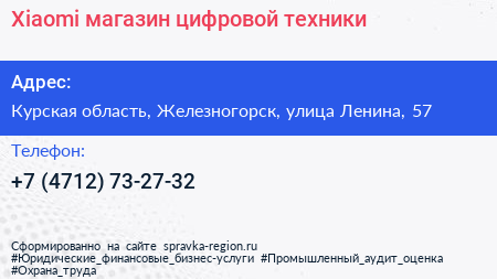 Xiaomi магазин цифровой техники - визитка