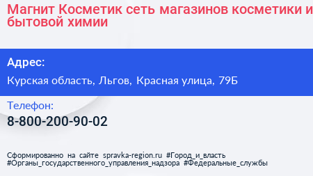 Магнит Косметик сеть магазинов косметики и бытовой химии - визитка