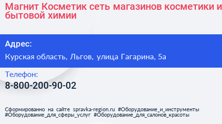 Магнит Косметик сеть магазинов косметики и бытовой химии - визитка