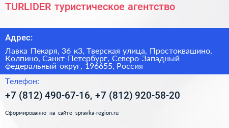 TURLIDER туристическое агентство - визитка