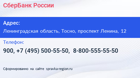 СберБанк России - визитка