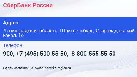 СберБанк России - визитка