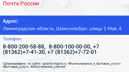 Почта России - визитка