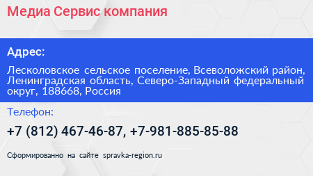 Медиа Сервис компания - визитка