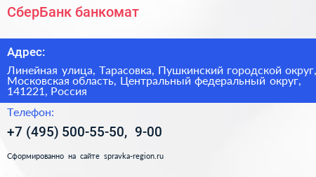 СберБанк банкомат - визитка