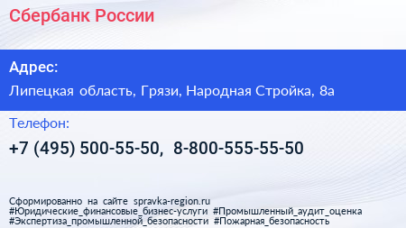 Сбербанк России - визитка